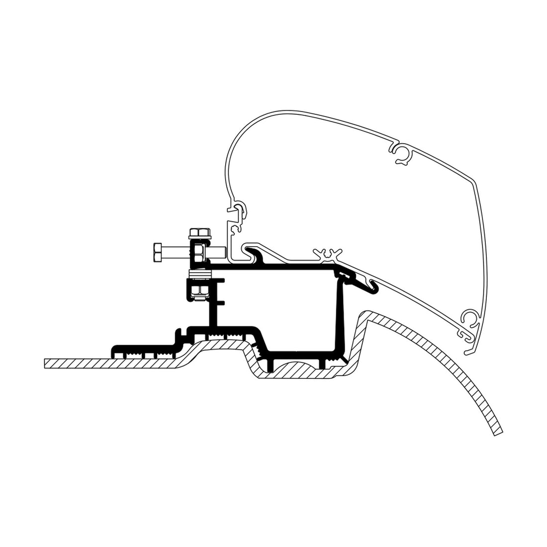 Thule Adattatori Sprinter e Crafter H2, tendalino a tetto: disegno di montaggio