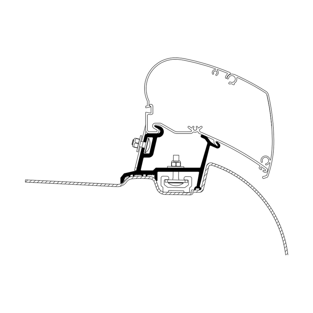 Thule Adattatori Sprinter e Crafter OE Track, tendalino: disegno di montaggio