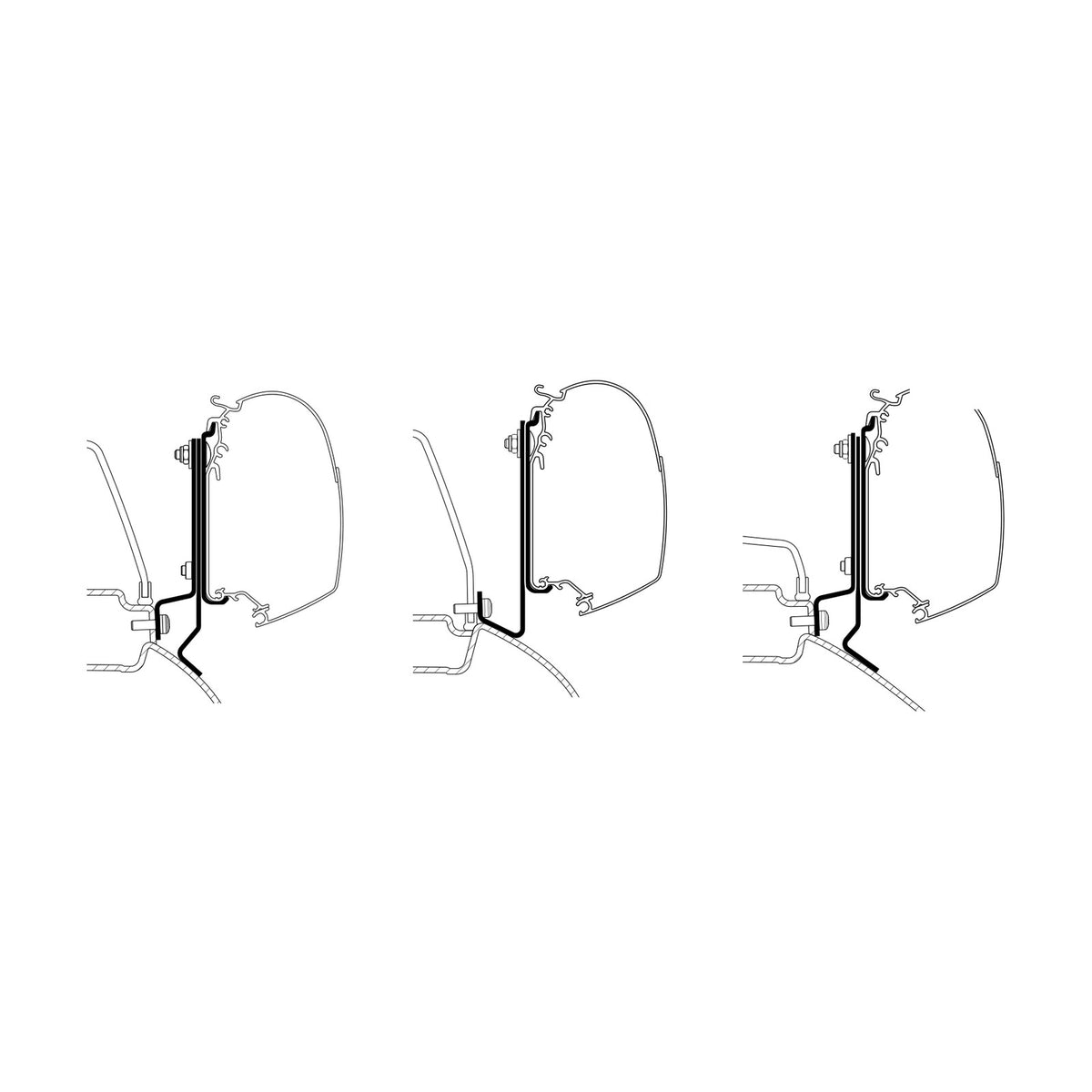 Thule Adattatori Sprinter lift roof, tendalini a parete: disegno di montaggio
