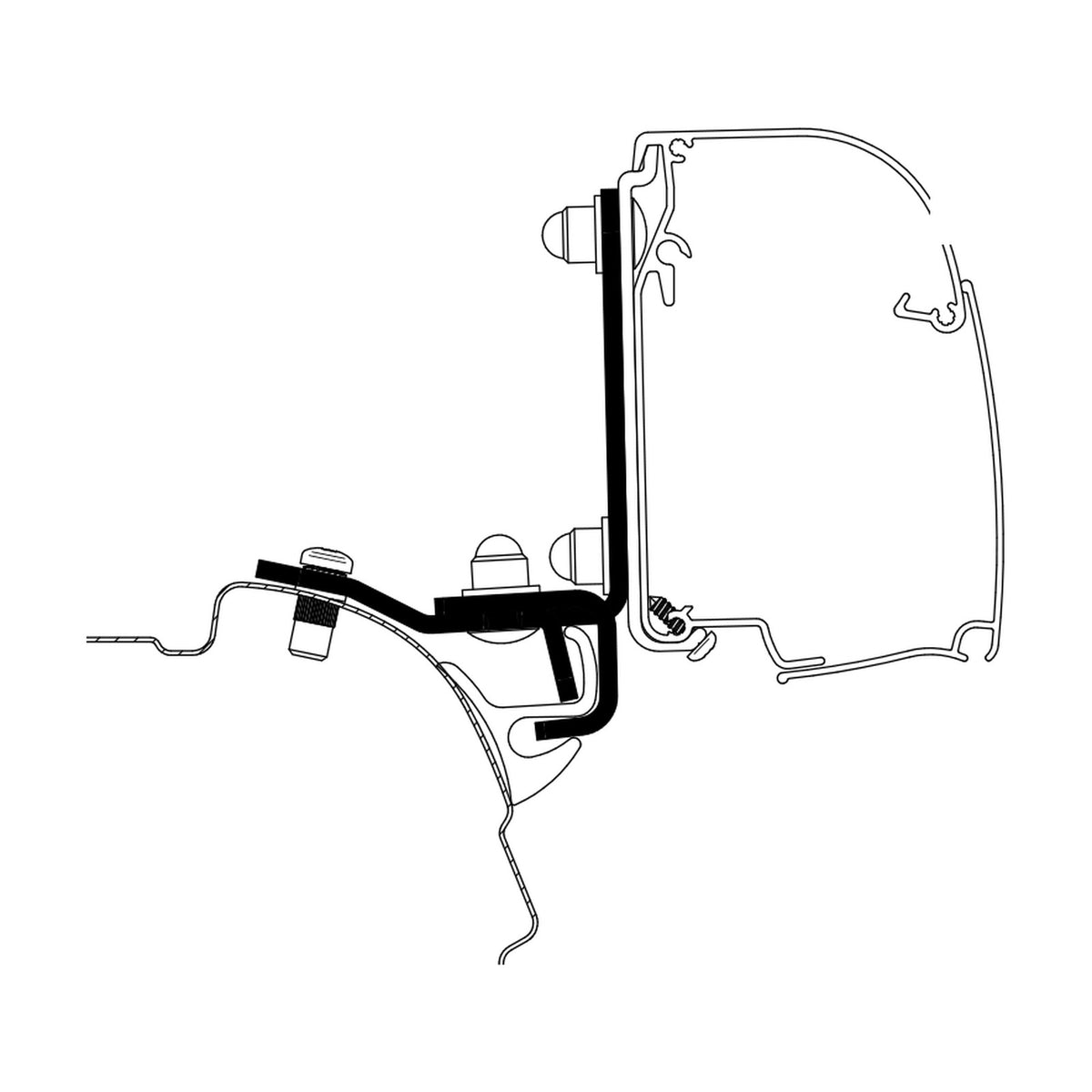 Thule Adattatori VW T5 e T6 Brandrup Top Rail G2: disegno di montaggio