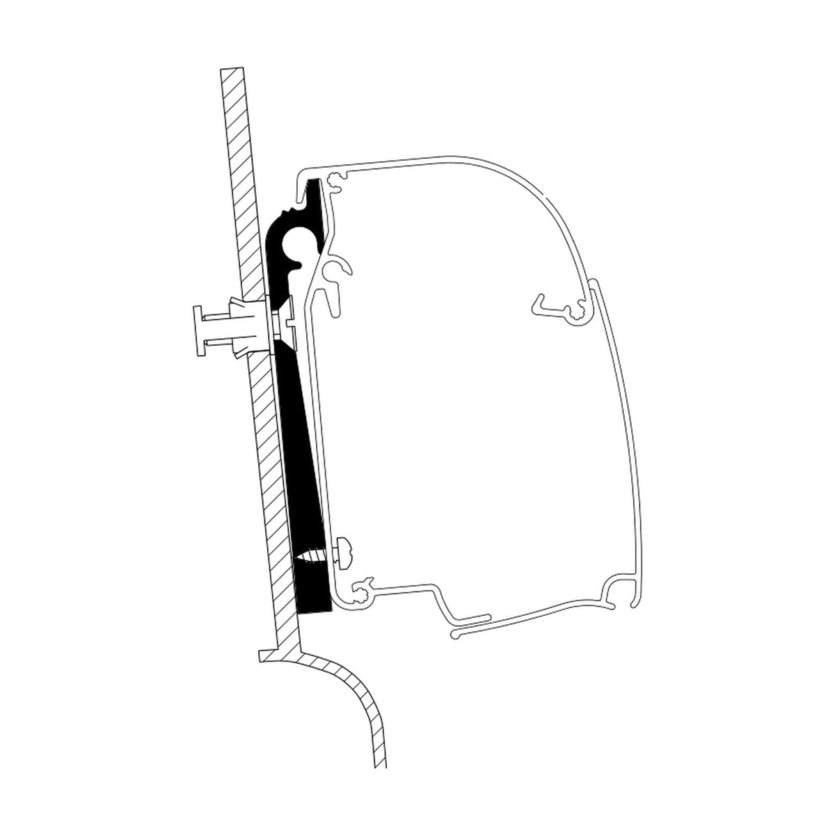 Thule Adattatori Westfalia, tendalino a parete: disegno di montaggio
