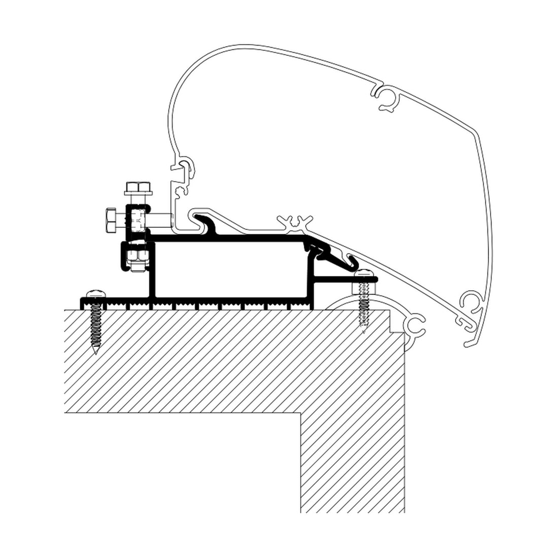 Thule Roof Top, adattatore tendalini a tetto universale: disegno di montaggio