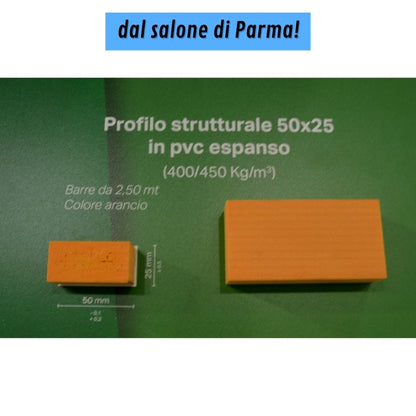 6 PROFILI IN PVC ESPANSO (50x25mm, LUNGHEZZA 2,5m) 