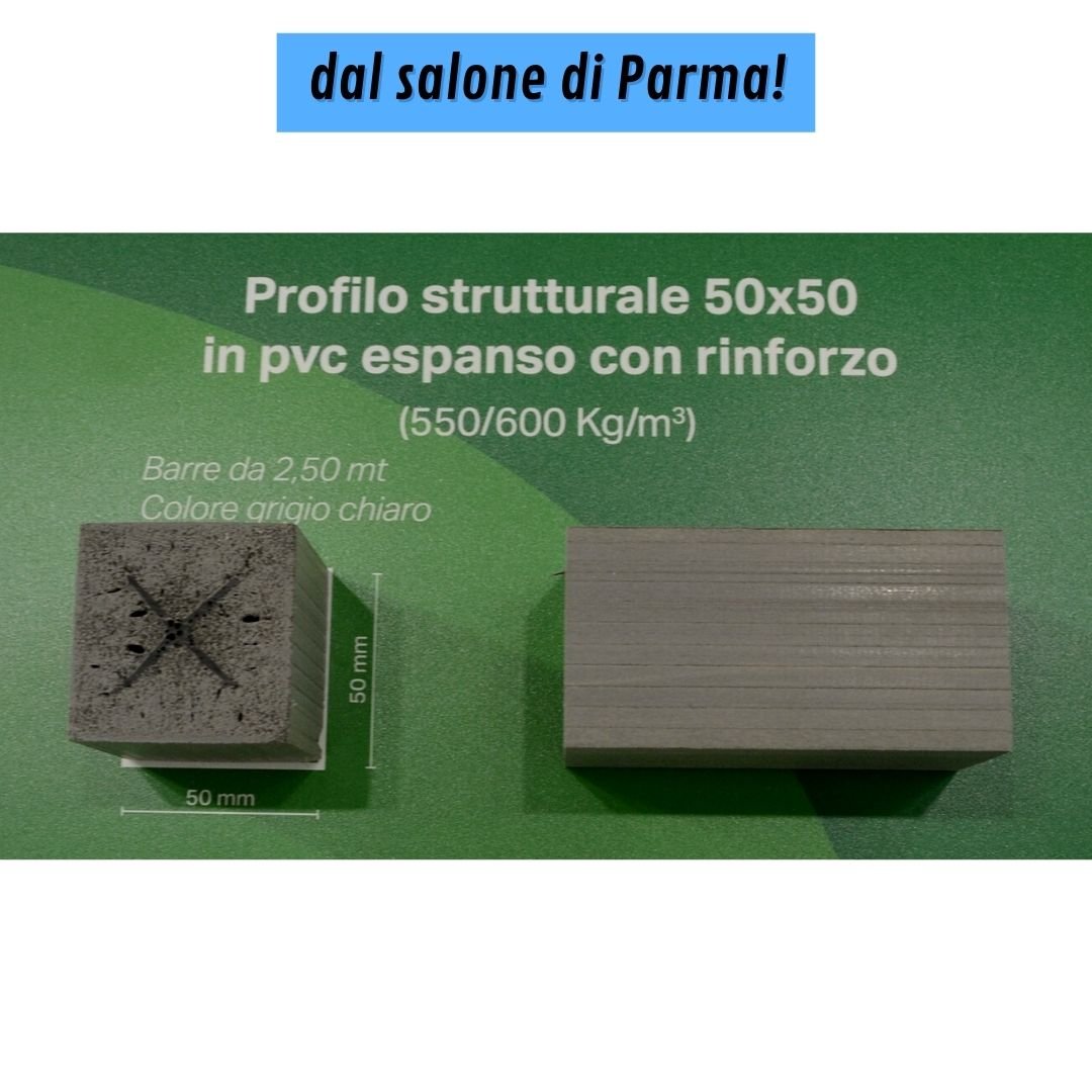 6 PROFILI IN PVC ESPANSO CON RINFORZO (50x50mm, LUNGHEZZA 2,5m) 