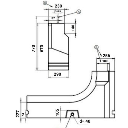 Aplast serbatoio passaruota 112L per Ducato disegno tecnico misure