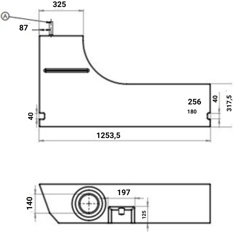 Aplast serbatoio passaruota 112L per Ducato disegno tecnico misure 2