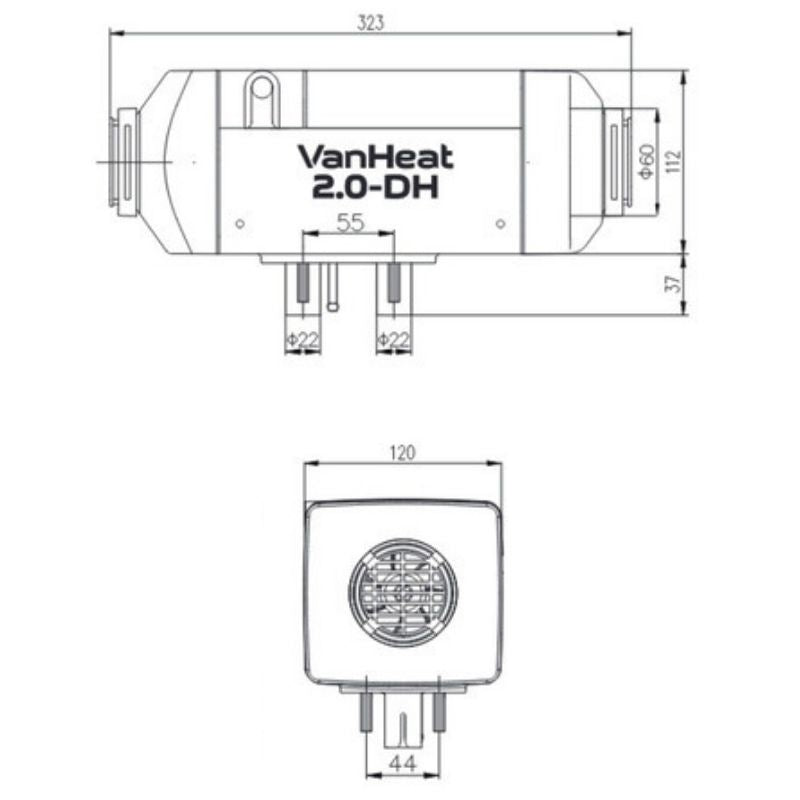 Carbest VanHeat 2.0 disegno tecnico misure