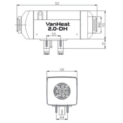 Carbest VanHeat 2.0 disegno tecnico misure