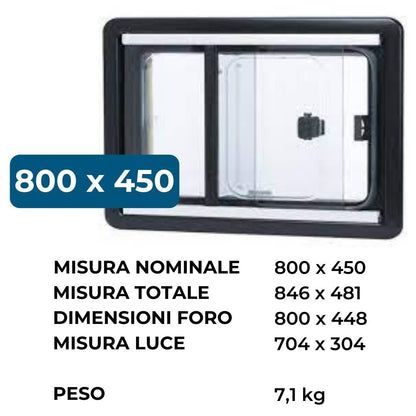 Dometic-Seitz S4 finestra a scorrimento camper 800 x 450mm