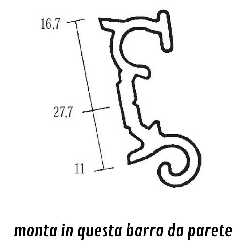 Polyplastic F48 sezione profilo barra fissaggio parete