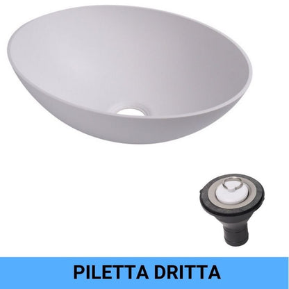 RV Basic lavandino ovale bianco a sbalzo con piletta dritta