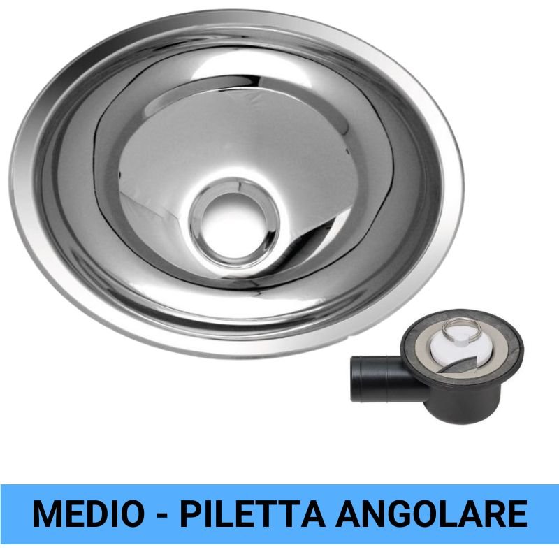 RV Basic lavandino ovale medio in acciaio inox con piletta angolare