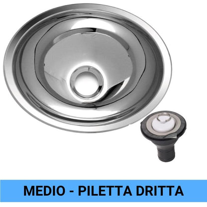 RV Basic lavandino ovale medio in acciaio inox con piletta dritta