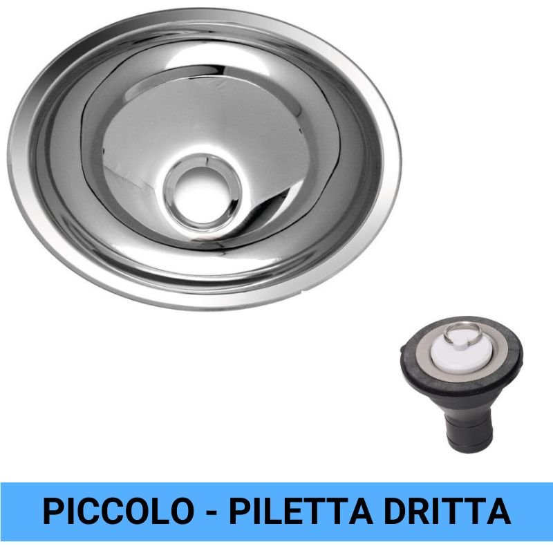 RV Basic lavandino ovale piccolo in acciaio inox con piletta dritta
