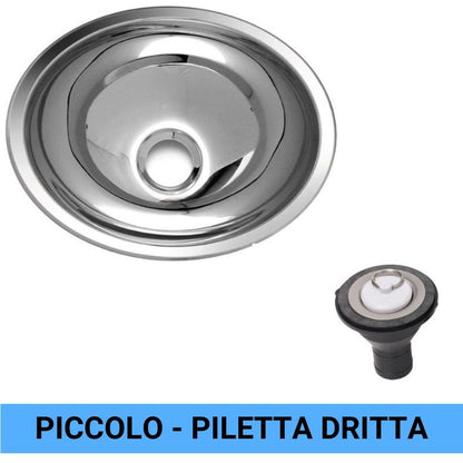 RV Basic lavandino ovale piccolo in acciaio inox con piletta dritta