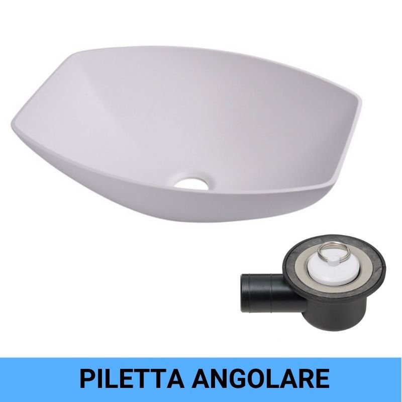 RV Basic lavandino semiovale bianco con piletta angolare