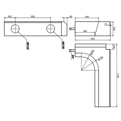 Serbatoio acqua 90L da passaruota disegno tecnico misure