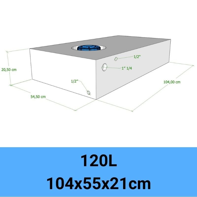 serbatoio acqua camper 120L 104x55x21cm