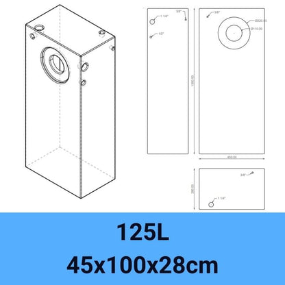 serbatoio acqua camper 125L 45x100x28cm