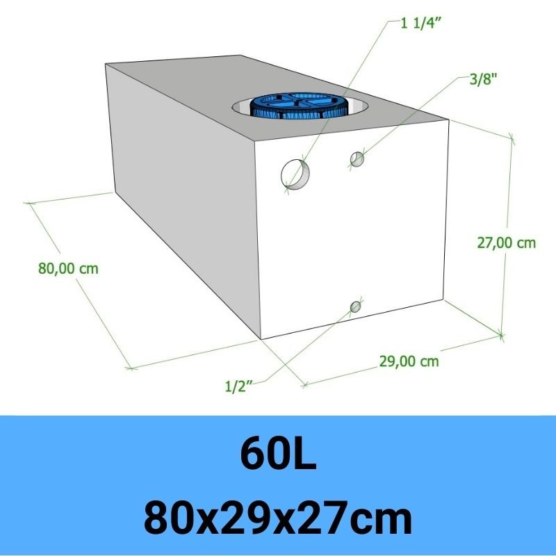 serbatoio acqua camper 60L 80x29x27cm