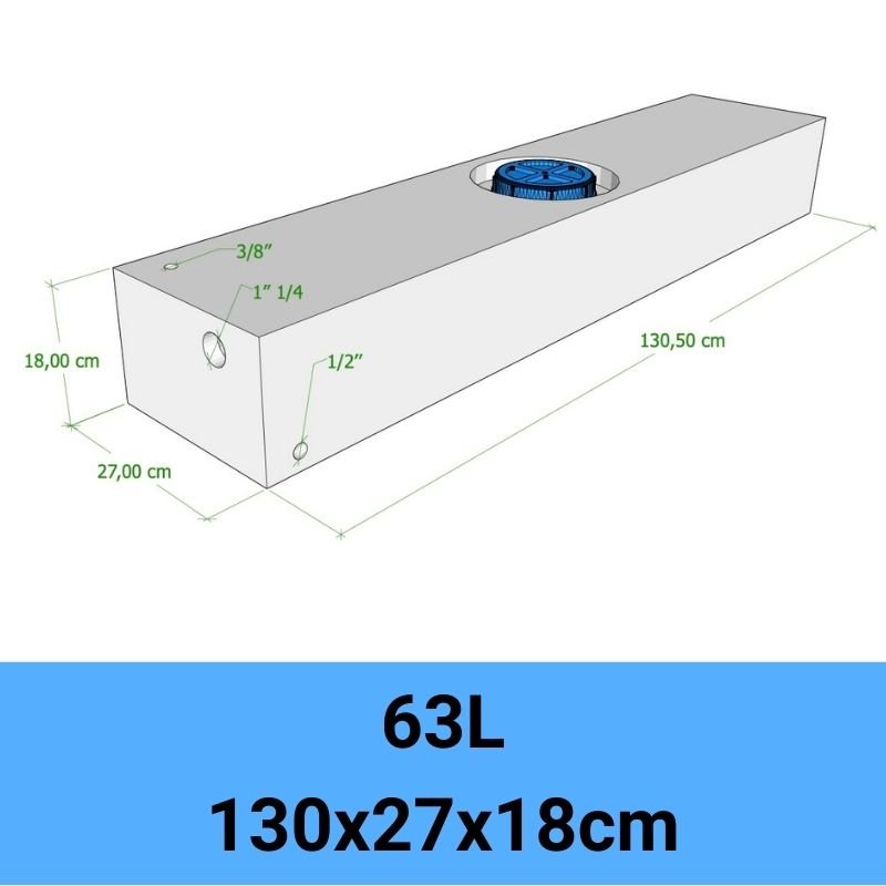 serbatoio acqua camper 63L 130x27x18cm