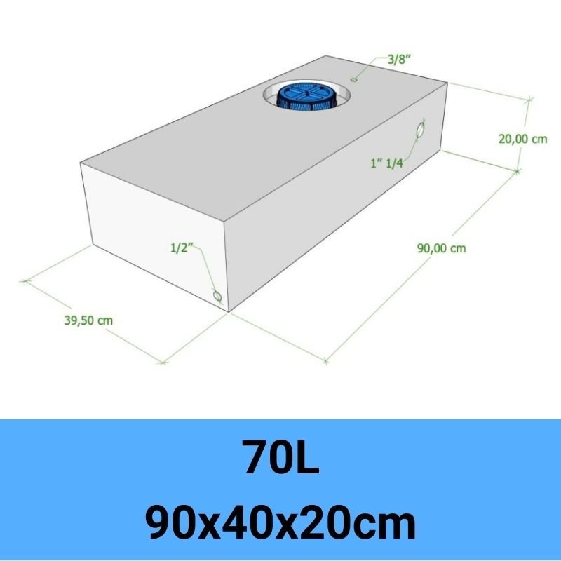 serbatoio acqua camper 70L 90x40x20cm