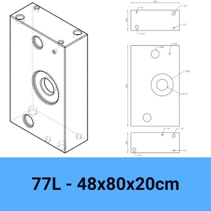 serbatoio acqua camper 77L 48x80x20cm