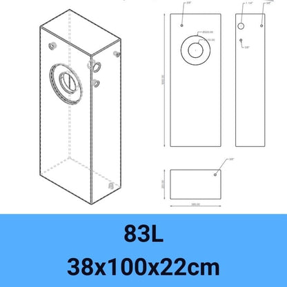 serbatoio acqua camper 83L 38x100x22cm