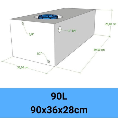 serbatoio acqua camper 90L 90x36x28cm