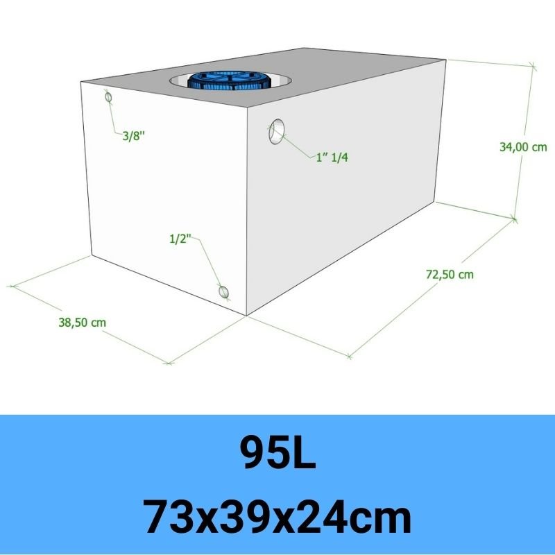 serbatoio acqua camper 95L 73x39x24cm